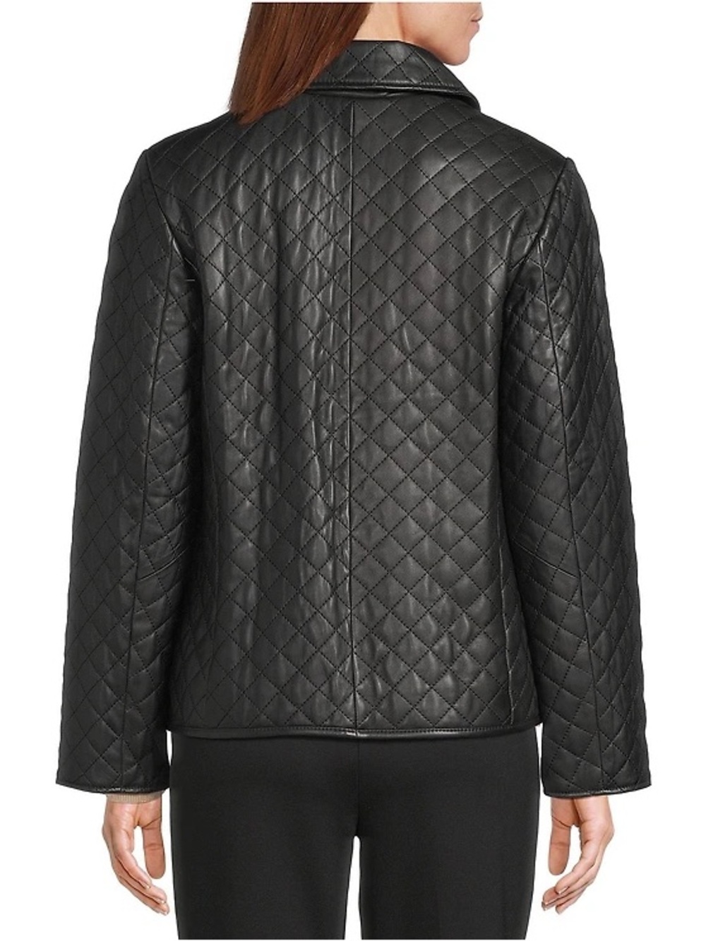 Investments Platinum Suiting Quilted Genuine Lamb Leather Point Collar Jacket - Picture 14 of 14